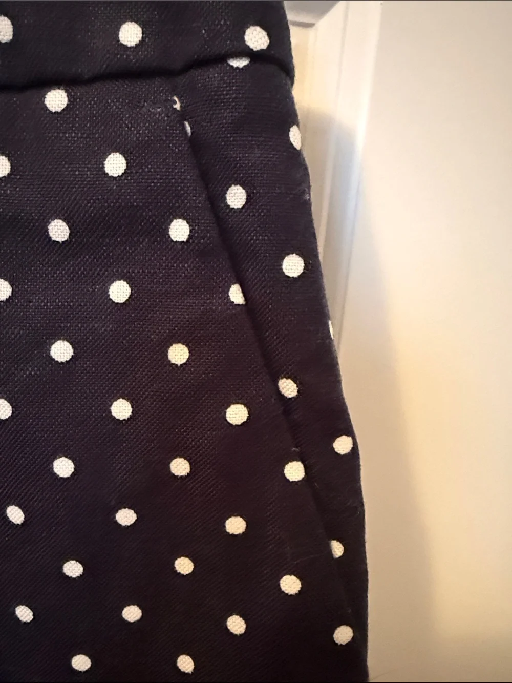 J. Crew Navy and White Polka Dot Scalloped Hem Skort